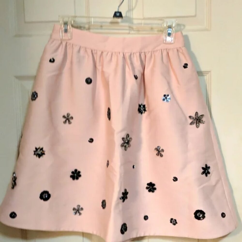 Kate Spade Madison Ave Pink Embellished A-Line Skirt | Sequin Jewel Detail | Sz4